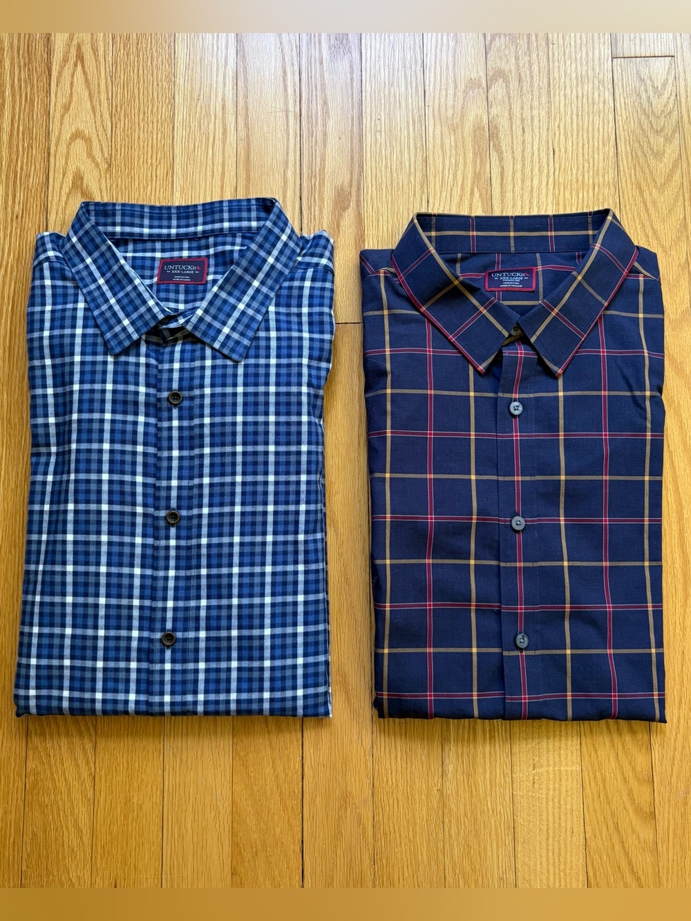 Lot 2 UNTUCKit Men’s Long Sleeve Dress Shirt Regular Fit 3XL Blue Plaid